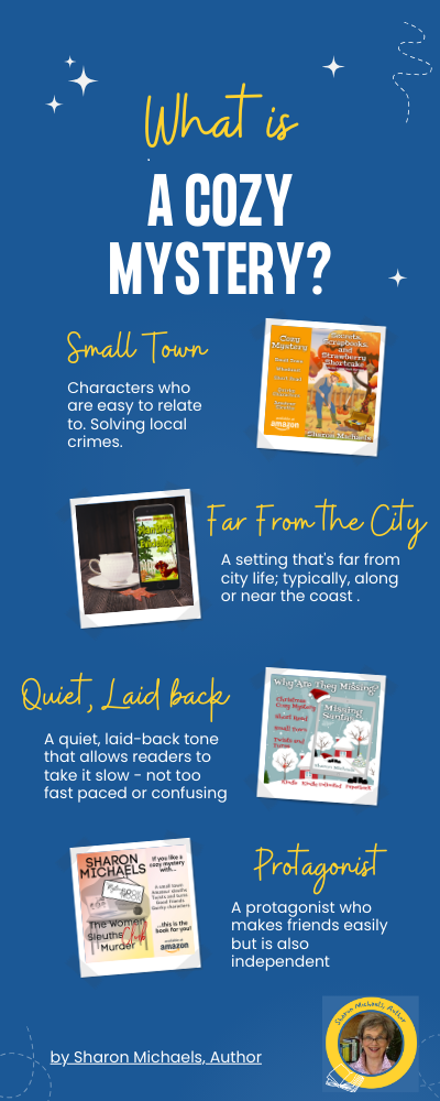 Sharon Michaels Auhtor Cozy Mystery Infographic