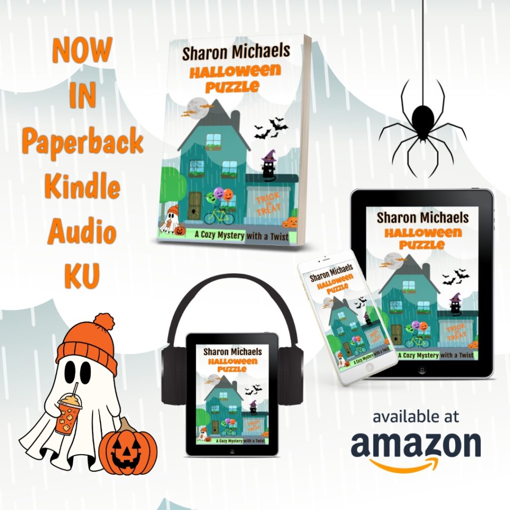 New from Author Sharon Michaels - Halloween Puzzle: A Cozy Mystery with a Twist Kindle - Paperback , Kindle and read free with Kindle Unlimited and available in audio