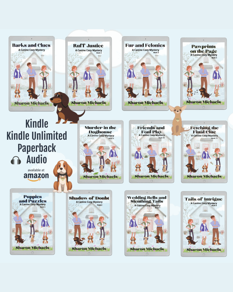 A Canine Cozy Mystery series from bestselling author Sharon Michaels on Amazon - amateur sleuths, twists and turns, animal cozy mysteries