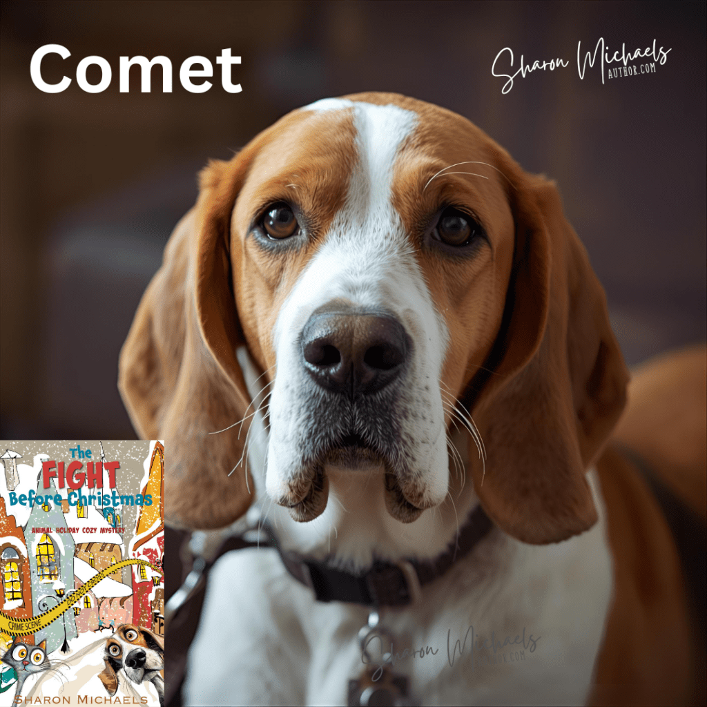 Christmas Cozy Mystery The Fight Before Christmas from Author Sharon Michaels on Amazon - Meet Comet